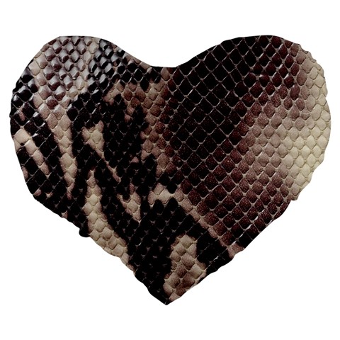 Snake Skin, Reptile Skin, Snake Skin Textures, Brown Snake Large 19  Premium Heart Shape Cushions from ArtsNow.com Back