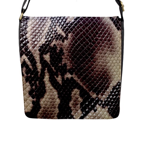 Snake Skin, Reptile Skin, Snake Skin Textures, Brown Snake Flap Closure Messenger Bag (L) from ArtsNow.com Front