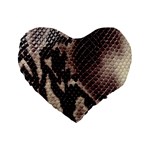 Snake Skin, Reptile Skin, Snake Skin Textures, Brown Snake Standard 16  Premium Flano Heart Shape Cushions