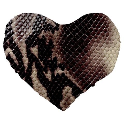 Snake Skin, Reptile Skin, Snake Skin Textures, Brown Snake Large 19  Premium Flano Heart Shape Cushions from ArtsNow.com Front