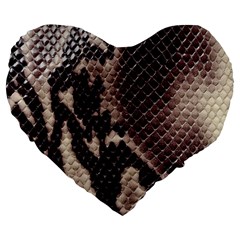 Snake Skin, Reptile Skin, Snake Skin Textures, Brown Snake Large 19  Premium Flano Heart Shape Cushions from ArtsNow.com Front