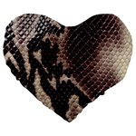 Snake Skin, Reptile Skin, Snake Skin Textures, Brown Snake Large 19  Premium Flano Heart Shape Cushions