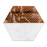 Snake Skin, Reptile Skin, Snake Skin Textures, Brown Snake Marble Wood Coaster (Hexagon) 