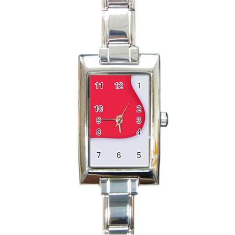 White Red Ripples Rectangle Italian Charm Watch from ArtsNow.com Front