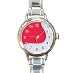 White Red Ripples Round Italian Charm Watch