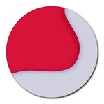 White Red Ripples Round Mousepad