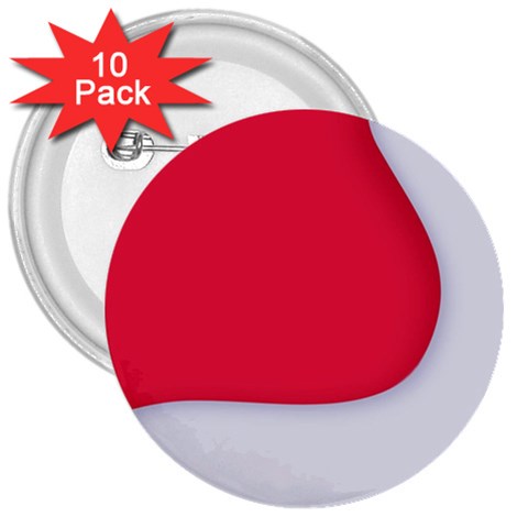 White Red Ripples 3  Buttons (10 pack)  from ArtsNow.com Front