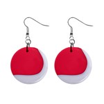 White Red Ripples Mini Button Earrings