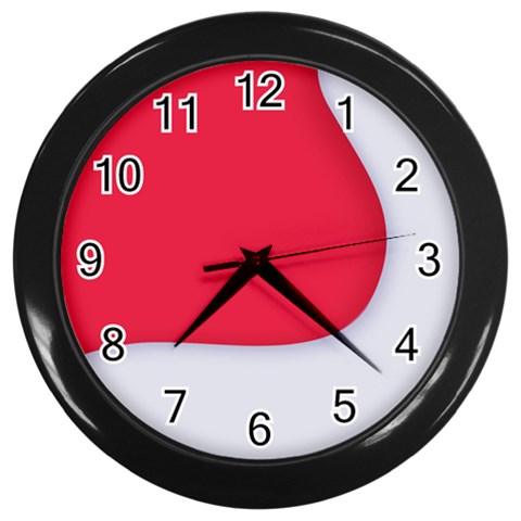 White Red Ripples Wall Clock (Black) from ArtsNow.com Front