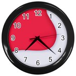 White Red Ripples Wall Clock (Black)