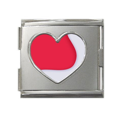 White Red Ripples Mega Link Heart Italian Charm (18mm) from ArtsNow.com Front