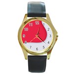 White Red Ripples Round Gold Metal Watch