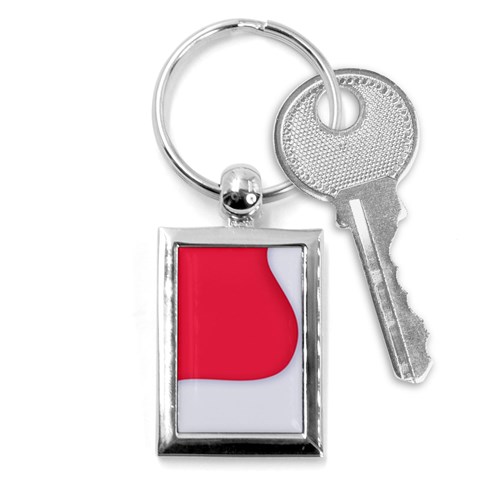 White Red Ripples Key Chain (Rectangle) from ArtsNow.com Front