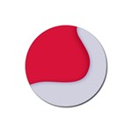 White Red Ripples Rubber Coaster (Round)