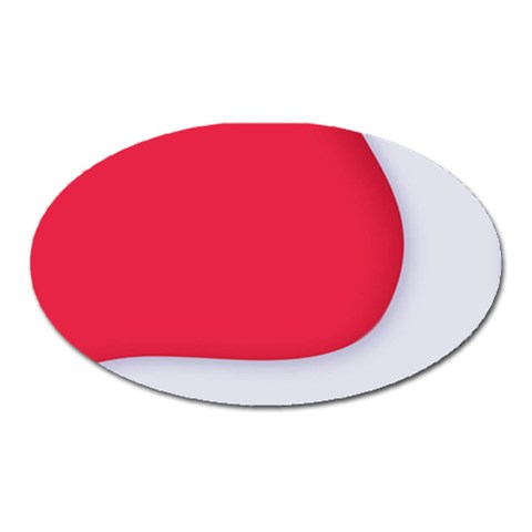 White Red Ripples Oval Magnet from ArtsNow.com Front