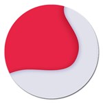 White Red Ripples Magnet 5  (Round)