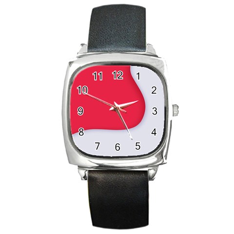 White Red Ripples Square Metal Watch from ArtsNow.com Front