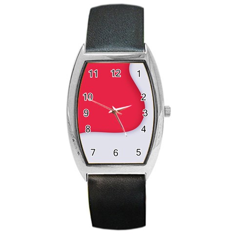 White Red Ripples Barrel Style Metal Watch from ArtsNow.com Front