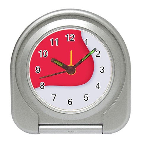 White Red Ripples Travel Alarm Clock from ArtsNow.com Front