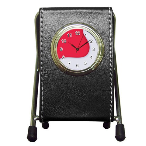 White Red Ripples Pen Holder Desk Clock from ArtsNow.com Front