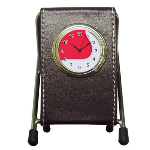 White Red Ripples Pen Holder Desk Clock from ArtsNow.com Front