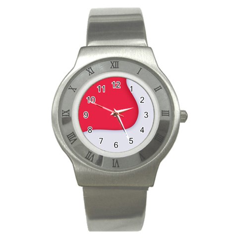 White Red Ripples Stainless Steel Watch from ArtsNow.com Front