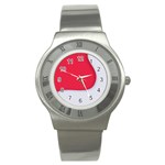 White Red Ripples Stainless Steel Watch