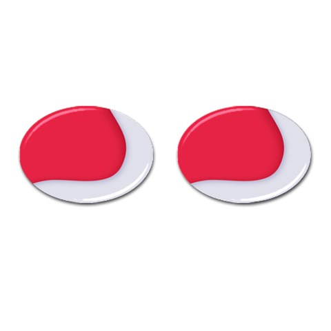 White Red Ripples Cufflinks (Oval) from ArtsNow.com Front(Pair)