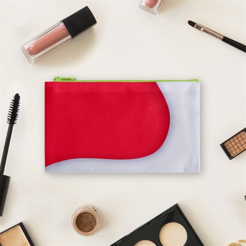 White Red Ripples Cosmetic Bag (Small) from ArtsNow.com Front