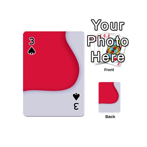 White Red Ripples Playing Cards 54 Designs (Mini) from ArtsNow.com Front - Spade3