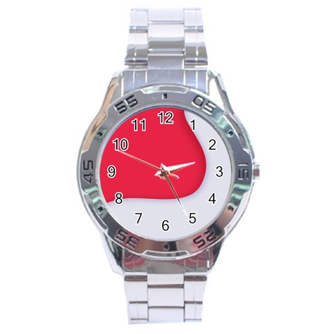 White Red Ripples Stainless Steel Analogue Watch from ArtsNow.com Front