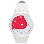 White Red Ripples Round Plastic Sport Watch (M)