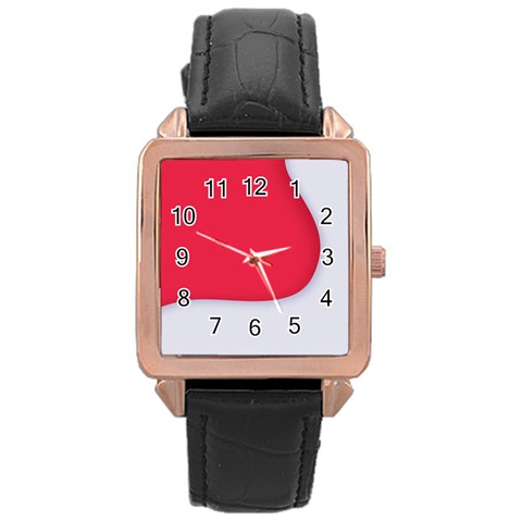 White Red Ripples Rose Gold Leather Watch  from ArtsNow.com Front