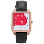 White Red Ripples Rose Gold Leather Watch 