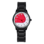 White Red Ripples Stainless Steel Round Watch