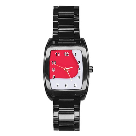 White Red Ripples Stainless Steel Barrel Watch from ArtsNow.com Front