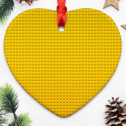 Yellow Lego Texture, Macro, Yellow Dots Background Ornament (Heart) from ArtsNow.com Front