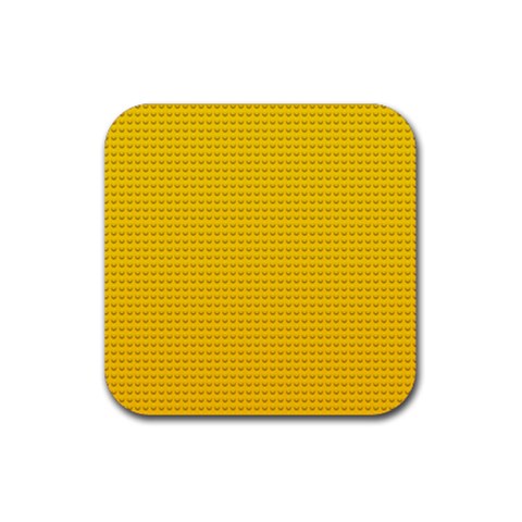 Yellow Lego Texture, Macro, Yellow Dots Background Rubber Coaster (Square) from ArtsNow.com Front