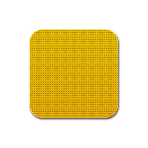 Yellow Lego Texture, Macro, Yellow Dots Background Rubber Square Coaster (4 pack) from ArtsNow.com Front