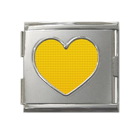 Yellow Lego Texture, Macro, Yellow Dots Background Mega Link Heart Italian Charm (18mm) from ArtsNow.com Front