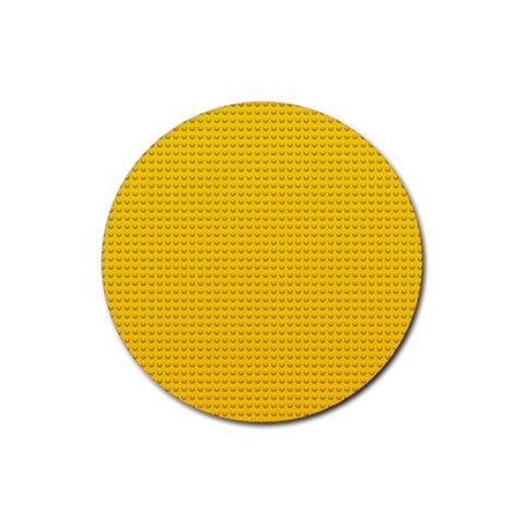 Yellow Lego Texture, Macro, Yellow Dots Background Rubber Coaster (Round) from ArtsNow.com Front