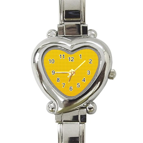 Yellow Lego Texture, Macro, Yellow Dots Background Heart Italian Charm Watch from ArtsNow.com Front