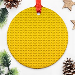 Yellow Lego Texture, Macro, Yellow Dots Background Round Ornament (Two Sides) from ArtsNow.com Front