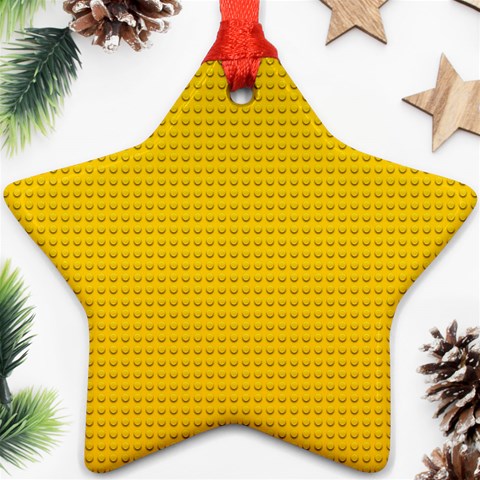 Yellow Lego Texture, Macro, Yellow Dots Background Star Ornament (Two Sides) from ArtsNow.com Front