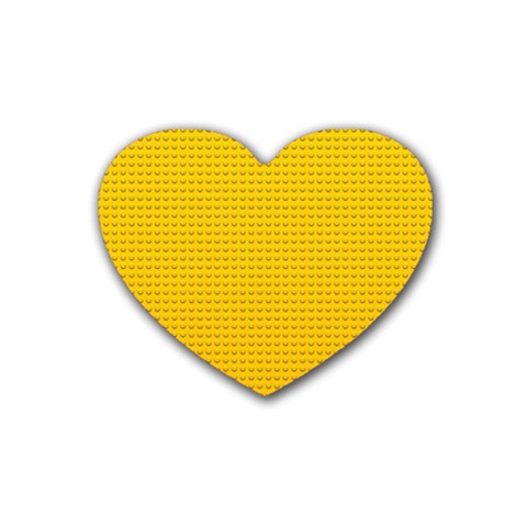 Yellow Lego Texture, Macro, Yellow Dots Background Rubber Heart Coaster (4 pack) from ArtsNow.com Front