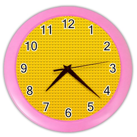 Yellow Lego Texture, Macro, Yellow Dots Background Color Wall Clock from ArtsNow.com Front