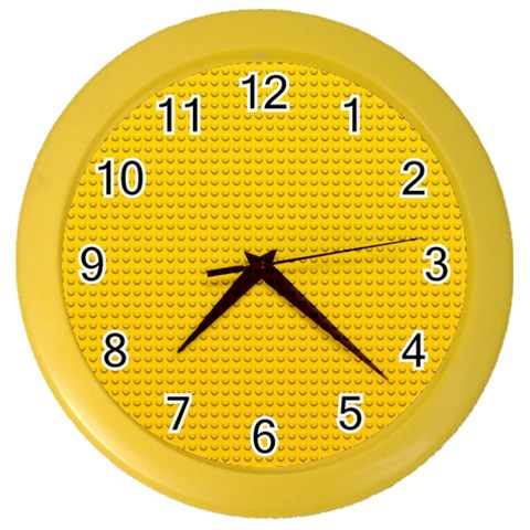 Yellow Lego Texture, Macro, Yellow Dots Background Color Wall Clock from ArtsNow.com Front