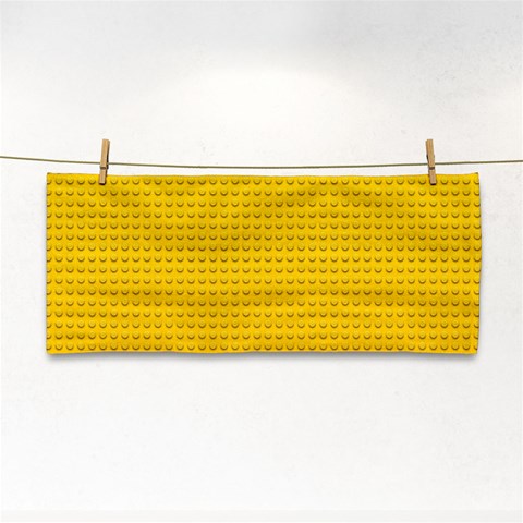 Yellow Lego Texture, Macro, Yellow Dots Background Hand Towel from ArtsNow.com Front