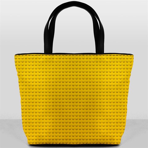 Yellow Lego Texture, Macro, Yellow Dots Background Bucket Bag from ArtsNow.com Front