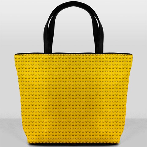 Yellow Lego Texture, Macro, Yellow Dots Background Bucket Bag from ArtsNow.com Back